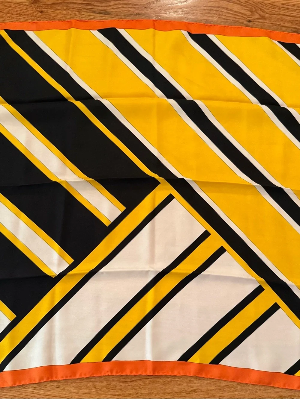Vintage Dora, I Magnin Geometric Mod Silk Scarf Italy Yellow Black Orange